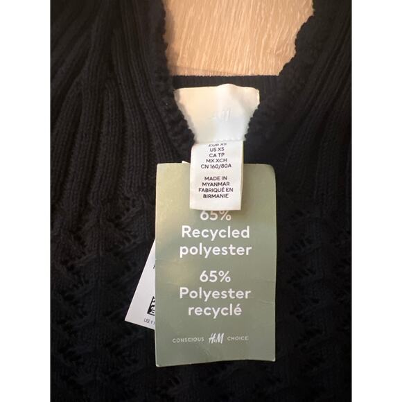 NWT H&M Black Crochet Tank Festival Summer Extra Small XS Polyester - Picture 2 of 4